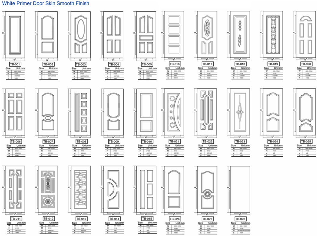 White Primer Interior Door Skin for Overseas Market