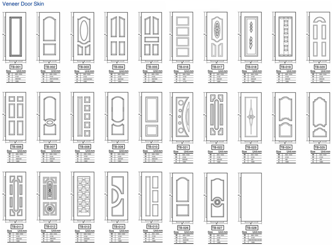 Top Quality Various Styles of Veneer Door Skin Panels